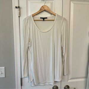 White House Black Market Tunic Long Sleeve Top - Large, Ecru